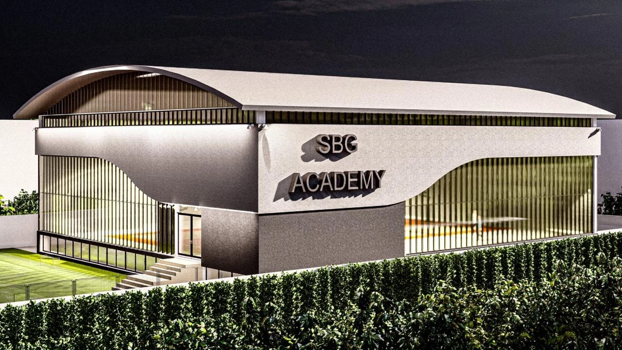 Architectural visualisation of the future sports complex facade