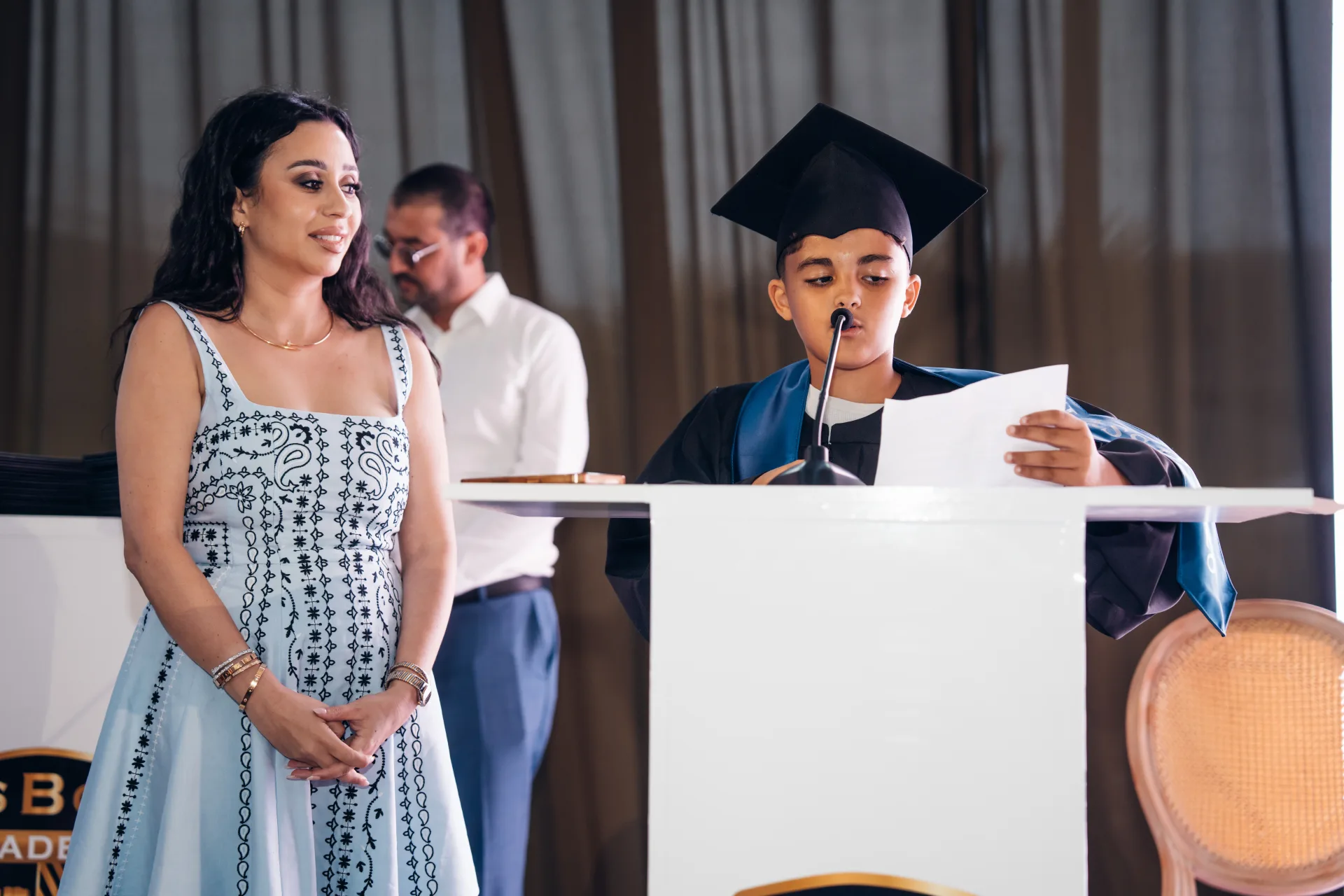 A young SBG Academy student speaking at graduation